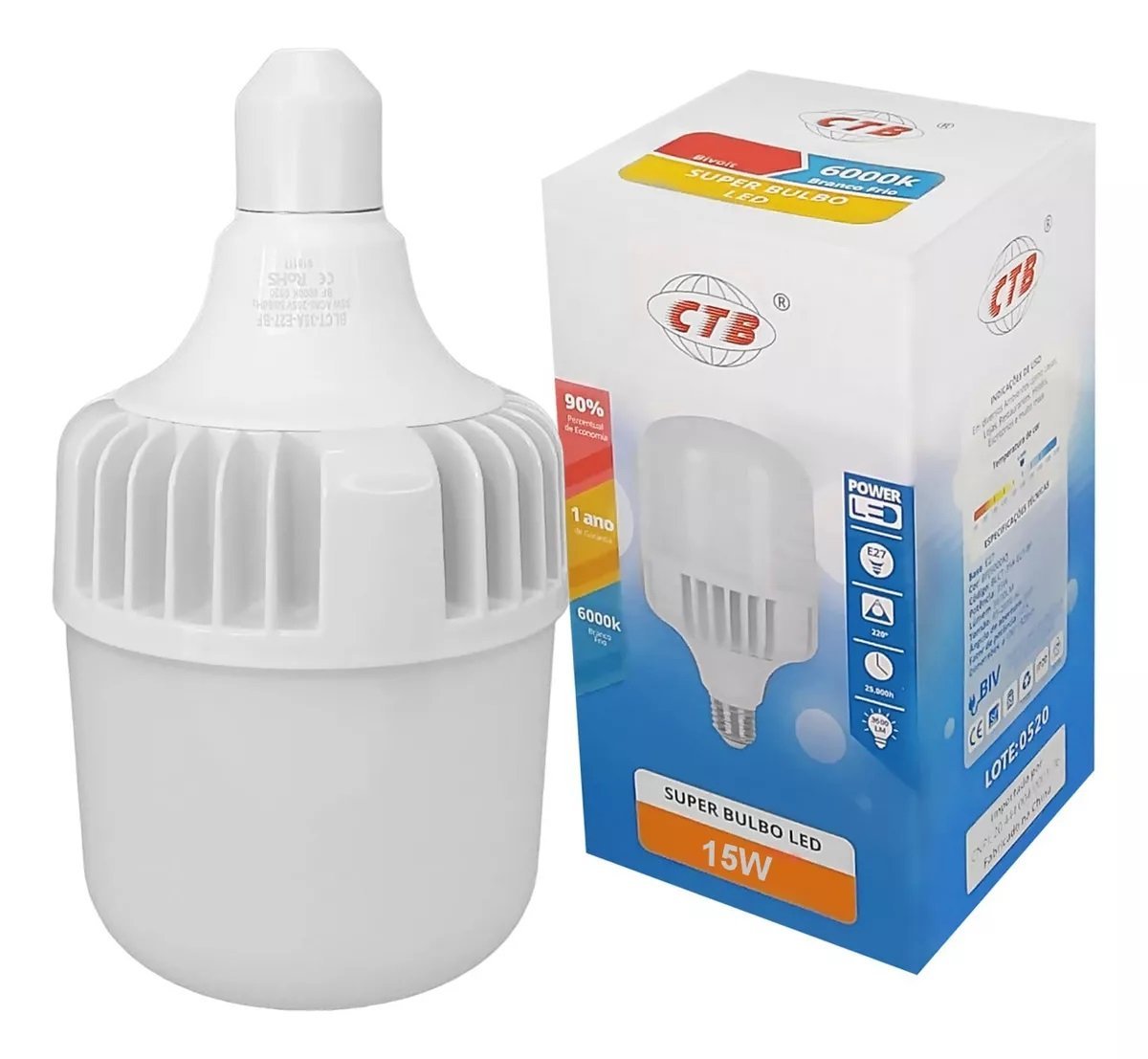 Lâmpada Super Bulbo Led 15w E27 Branco Frio 1350lm Bivolt - 4