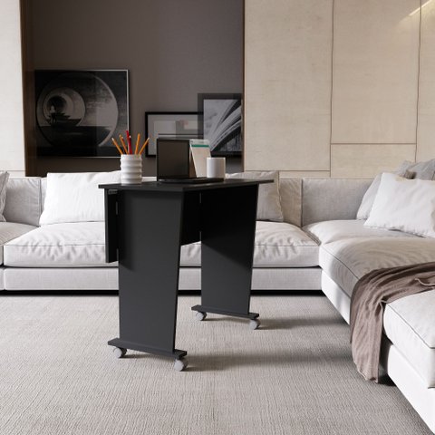 Escrivaninha Mesa Escritório Dobrável com Rodízio ME4117 80cm Preto