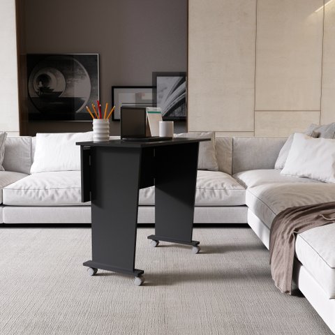 Escrivaninha Mesa Escritório Dobrável com Rodízio ME4117 80cm Preto