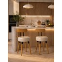Ver imagem 3 de 2u Banqueta Baixa Encosto Ergonomico Cozinha Premium Madeira Pé Palito Maderevest Marfim