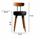 Ver imagem 3 de 2U Banqueta Baixa Encosto Ergonomico Cozinha Premium Madeira Pé Palito Maderevest Marfim
