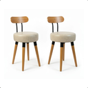 Ver imagem 1 de 2u Banqueta Baixa Encosto Ergonomico Cozinha Premium Madeira Pé Palito Maderevest Marfim