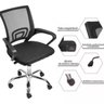 Kit Escritório Cadeira Tela Mesh 2 Cadeiras Base Fixa + 1 Cadeira Giratória com Rodízios - 6