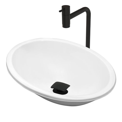 Cuba Pia Banheiro Sophia Torneira Inox Valvula Click Black Branco
