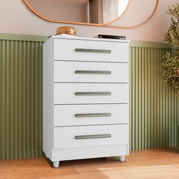 Cômoda para Quarto 5 Gavetas Paola Branco - Saga Decor - 2