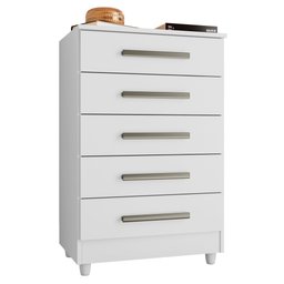 Cômoda para Quarto 5 Gavetas Paola Branco - Saga Decor - 1