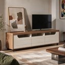 Ver imagem 4 de Rack para Sala de Estar TV 75 pol 200cm 2 Portas 1 Gaveta Solar A05 Cinamomo Off White - Lyam Decor