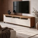 Ver imagem 1 de Rack para Sala de Estar TV 75 pol 200cm 2 Portas 1 Gaveta Solar A05 Cinamomo Off White - Lyam Decor