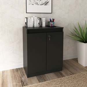 Balcão para Escritório 60cm com 1 Prateleira 2 Portas e Chave ME4149