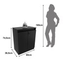 Ver imagem 4 de Balcão para Escritório 60cm com 1 Prateleira 2 Portas e Chave ME4149 Preto