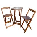 Ver imagem 6 de Kit 4 Conjuntos Bistrô Mesa com 2 Banquetas Dobráveis de Madeira Personalizada Hei - Imbuia Marrom