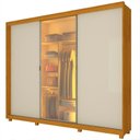 Ver imagem 2 de Guarda-Roupa Casal 3 Portas com 1 Porta Reflecta com LED com Pés 100% MDF Platinum Marrom/Marrome/Off White