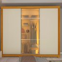 Ver imagem 7 de Guarda-Roupa Casal 3 Portas com 1 Porta Reflecta com LED com Pés 100% MDF Platinum Marrom/Marrome/Off White