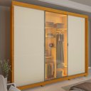 Ver mais imagens de Guarda-Roupa Casal 3 Portas com 1 Porta Reflecta com LED com Pés 100% MDF Platinum Marrom/Marrome/Off White