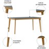 Mesa de Jantar Retangular 160cm Tampo MDF Vidro Poly N02 Ypê/Cinza - Mpozenato - 3