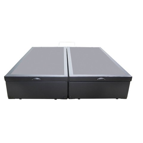 Cama Box Baú Casal Bipartido Blindado Sintético Cinza