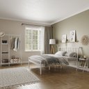 Ver imagem 1 de Conjunto Cama Casal 2 Mesas de Cabeceira e Arara de Roupas em Aço Begônia CabeCasa MadeiraOriginals Branco/Cobre