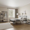 Ver imagem 1 de Conjunto Cama Casal 2 Mesas de Cabeceira e Arara de Roupas em Aço Begônia CabeCasa MadeiraOriginals