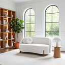 Ver imagem 2 de Sofá Orgânico 2 Lugares C/2 Almofadas Curvo Sala Recepção Amsterdã Boucle Branco - Montanari's Decor