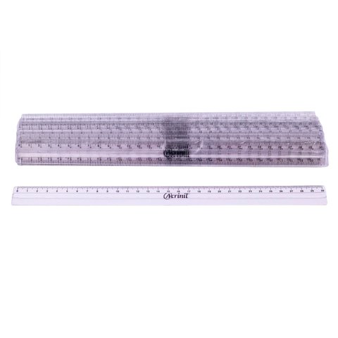 Régua 30 Cm Cristal Escritório Escolar Atacado Kit com 500 Acrinil 53177