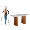 Ver imagem 4 de Mesa Sala de Jantar Ripada Tampo com Vidro 1,80 Santiago Madeirado/off White Dobuê