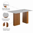 Ver imagem 3 de Mesa Sala de Jantar Ripada Tampo com Vidro 1,80 Santiago Madeirado/off White Dobuê