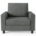 Ver imagem 3 de Poltrona Decorativa para e Recepção Malta L02 Linho Cinza Escuro - Lyam Decor