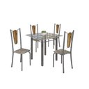 Ver imagem 2 de Conjunto de Mesa Tubular 75x75cm Tampo de Vidro com 4 Cadeiras Júlia Prata/Cisal/Martelado/Incolor