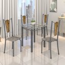 Ver imagem 1 de Conjunto de Mesa Tubular 75x75cm Tampo de Vidro com 4 Cadeiras Júlia Prata/Cisal/Martelado/Incolor