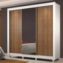 Ver imagem 1 de Guarda-Roupa Casal Madesa Lyon Plus 3 Portas de Correr com Espelho 4 Gavetas com Pés Branco/Rustic C
