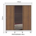 Ver imagem 3 de Guarda-Roupa Casal Madesa Lyon Plus 3 Portas de Correr com Espelho 4 Gavetas com Pés Branco/Rustic C