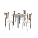Ver imagem 2 de Conjunto de Mesa Tubular 75x75cm Tampo de Vidro com 4 Cadeiras Júlia Prata/Botanic Bege/Madeira