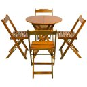 Ver imagem 1 de Jogo De Mesa Dobravel Com 4 Cadeiras Tampo Redondo 70X70 Mel - Amarelo