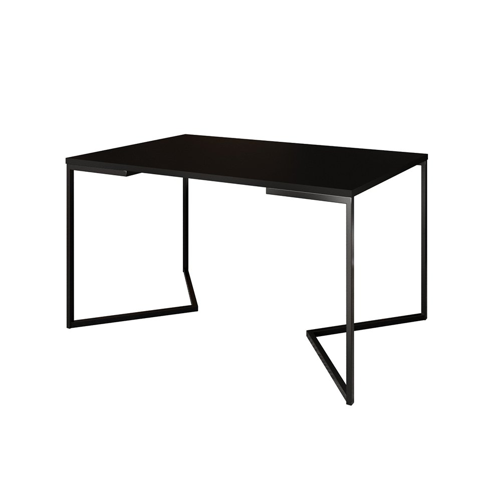 Mesa Jantar Industrial Preta Retangular 137x90cm Base V Ferro Preto