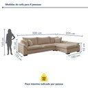 Ver imagem 3 de Sofá de Canto Modulado com Chaise 6 Lugares Linho Bege Dominique 320cm Yescasa