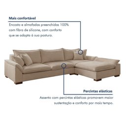 Sofá Modulado com Chaise M201 Base em Madeira Maciça - 8