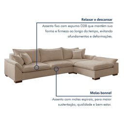 Sofá Modulado com Chaise M201 Base em Madeira Maciça - 5