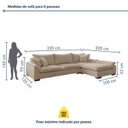Ver imagem 4 de Sofá de Canto Modulado com Chaise 6 Lugares Linho Bege Dominique 320cm Yescasa