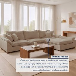 Sofá Modulado com Chaise M201 Base em Madeira Maciça - 7