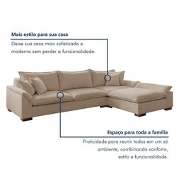 Sofá Modulado com Chaise M201 Base em Madeira Maciça - 6