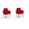 Kit 02 Poltrona Nina decorativa suede vermelho sala,salão Dalaqua-Decor - 1