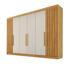 Guarda Roupa 6 Portas 2 Portas Ripadas Potente 100% Mdf Peroba Off White - Móveis Europa - 2