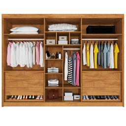 Guarda Roupa 6 Portas 2 Portas Ripadas Potente 100% Mdf Peroba Off White - Móveis Europa - 3
