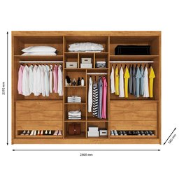 Guarda Roupa 6 Portas 2 Portas Ripadas Potente 100% Mdf Peroba Off White - Móveis Europa - 4