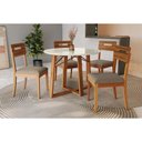 Ver imagem 1 de Conjunto Mesa Elma Premium Madeira Maciça C/ Tampo Madeirado C/ Vidro 105x105cm e 4 Cadeiras Lila