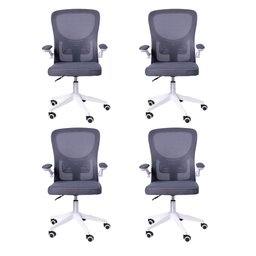 Kit 04 Cadeiras Escritório Rodizio Office Bytes Cinza - 1