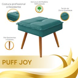 Puff Decorativo Joy Veludo Turquesa Ciano - Star Confort - 4