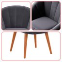 Ver imagem 6 de Kit 8 Poltrona Sala Decorativa Sofia Veludo Cinza Pés Palito Castanho - Arkell