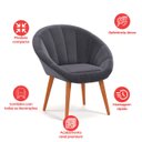 Ver imagem 5 de Kit 8 Poltrona Sala Decorativa Sofia Veludo Cinza Pés Palito Castanho - Arkell