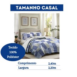 Colcha Casal Padrão Dupla Face Azul Texturizado Patchwork - 2